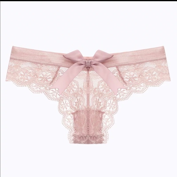 (Last 1) Sexy lace bow thong transparent panty in BLACK lace - Picture 13 of 16